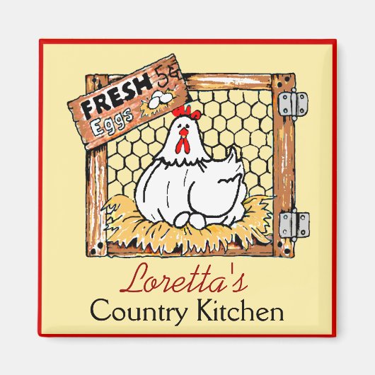 Boerderij Hen Country Keuken Gepersonaliseerd Magneet (Voorkant)