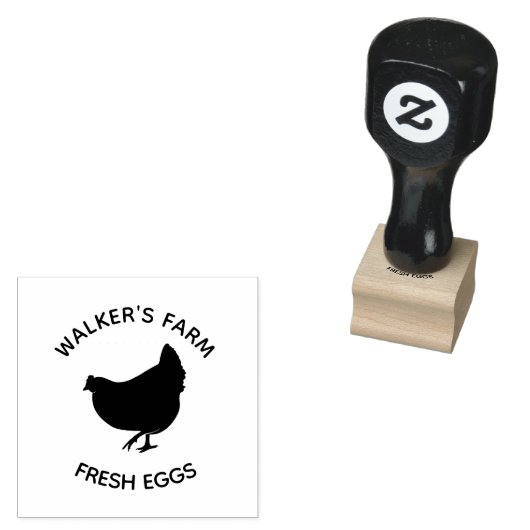 Boerderij Hen Elegant gepersonaliseerde ei stempel (Gestempeld)
