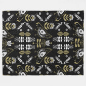 Boerderij Hen Folk Art Print Fleece Deken (Voorkant (Horizontaal))