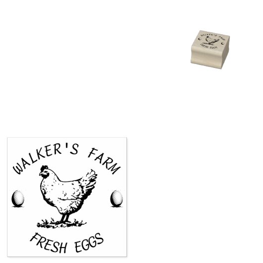 Boerderij Hen | Gepersonaliseerde Egg Rubber Stamp Rubberstempel (Gestempeld)