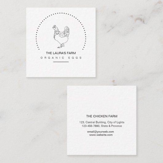  Boerderij Hen Line Art Visitekaartje (Voorkant / Achterkant)