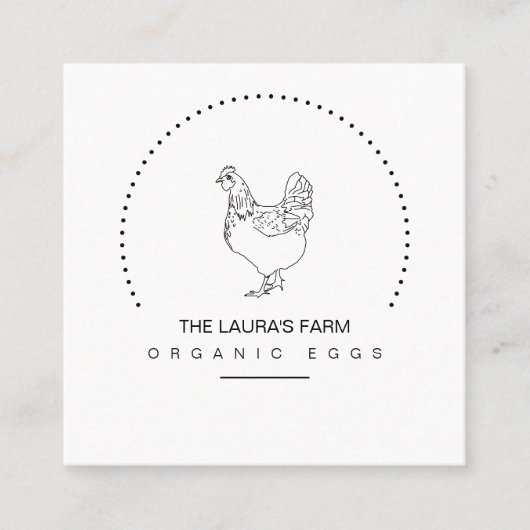  Boerderij Hen Line Art Visitekaartje (Voorkant)