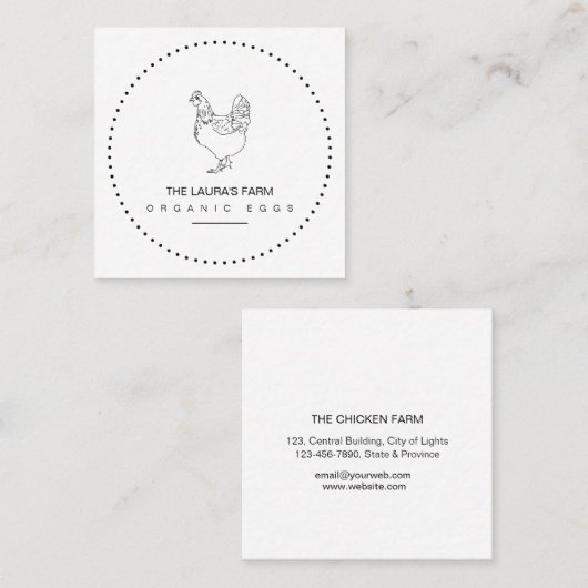  Boerderij Hen Line Art Visitekaartje (Voorkant / Achterkant)