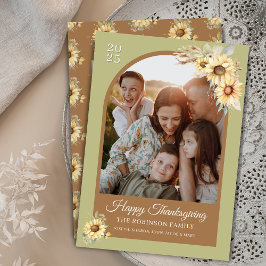 Boerderij Herfst Bloemen Gelukkig Thanksgivingdag Feestdagenkaart