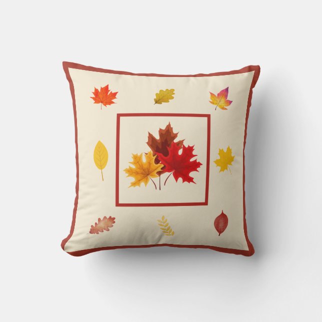 Boerderij Herfst Decor - Fall Leaves Design Kussen (Voorkant)