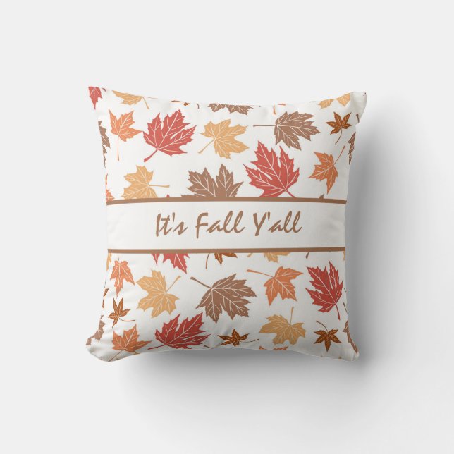 Boerderij herfst decor met bladpatroon kussen (Voorkant)
