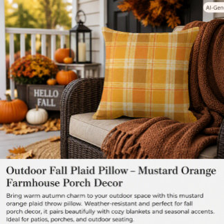 Boerderij herfst geruit mosterd oranje veranda bui buitenkussen