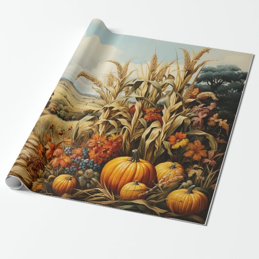 Boerderij Herfst herfst pompoen decoupage Cadeaupapier (Uitgerold)
