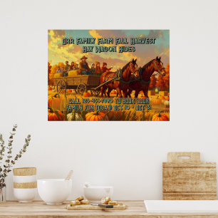 Boerderij Herfst Oogst Paard Getrokken Wagonrit Aa Poster