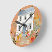 Boerderij Herfst Porch Monogram Ronde Klok (Hoek)