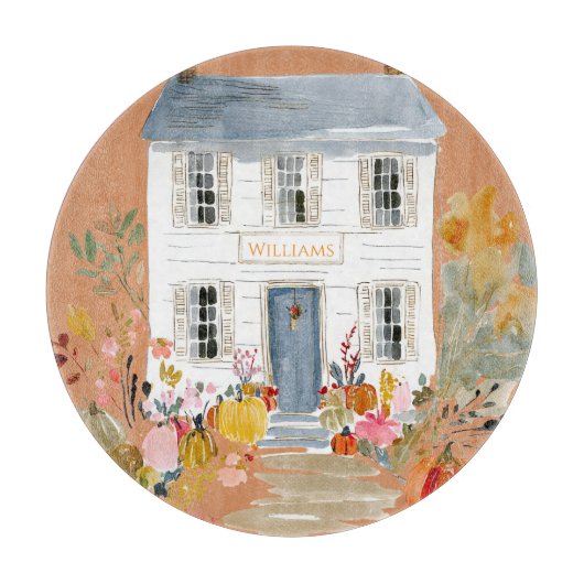 Boerderij Herfst Porch Monogram Snijplank (Voorkant)