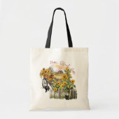 Boerderij Home Fiets Zonnebloemen Katten Tote Bag (Voorkant)