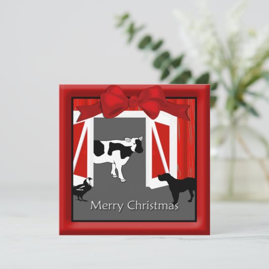 Boerderij Homestead Barn Animals kerstcadeautje Feestdagenkaart (Staand voorkant)