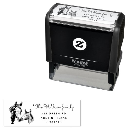 Boerderij  Horses Retouradres Rubber Stamp Zelfinktende Stempel (In situ)