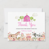 Boerderij House Animals Barnyard 1e Verjaardag Bed Bedankkaart (Voorkant)