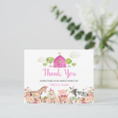 Boerderij House Animals Barnyard 1e Verjaardag Bed Bedankkaart (Staand voorkant)