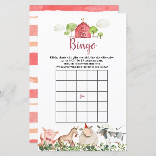 Boerderij House Animals Barnyard Bingo Games (Voorkant / Achterkant)