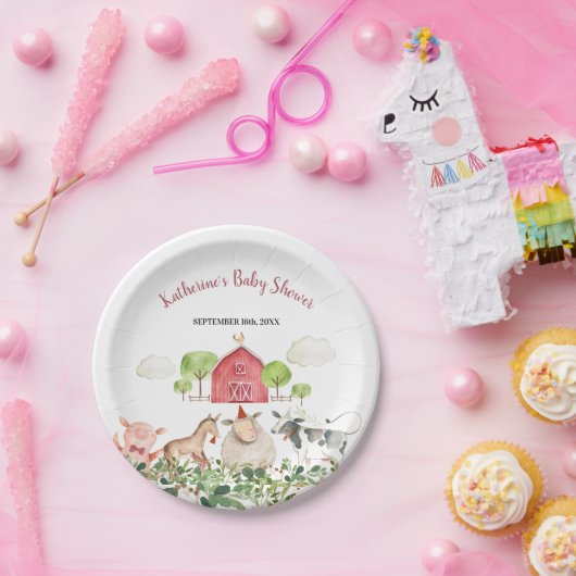 Boerderij House Animals Barnyard Birthday Baby sho Papieren Bordje (Feest)