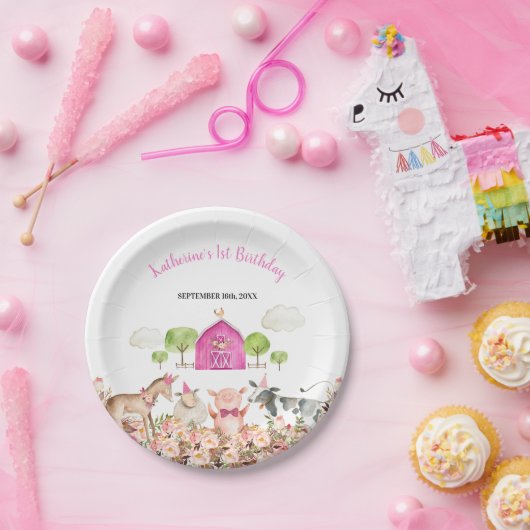 Boerderij House Animals Barnyard Birthday Baby sho Papieren Bordje (Feest)