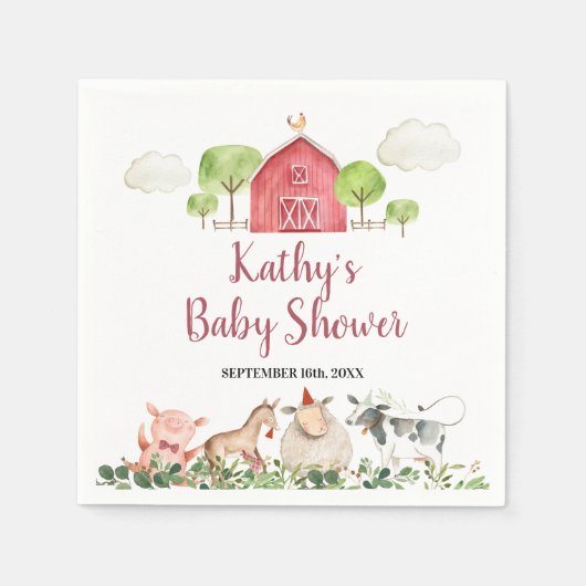 Boerderij House Animals Barnyard Greenery Servet (Voorkant)
