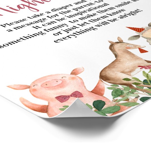 Boerderij House Animals Barnyard Late Night Diaper Poster (Hoek)