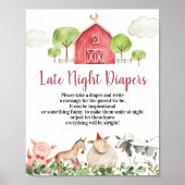 Boerderij House Animals Barnyard Late Night Diaper Poster (Voorkant)