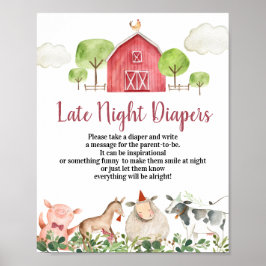 Boerderij House Animals Barnyard Late Night Diaper Poster