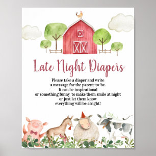 Boerderij House Animals Barnyard Late Night Diaper Poster