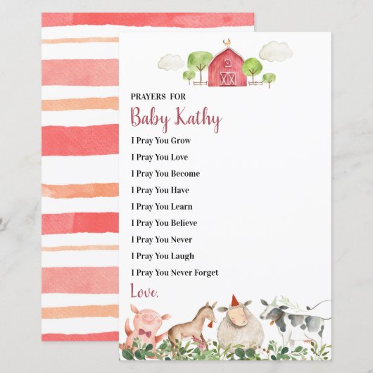 Boerderij House Animals Barnyard Prayers for Baby (Voorkant / Achterkant)