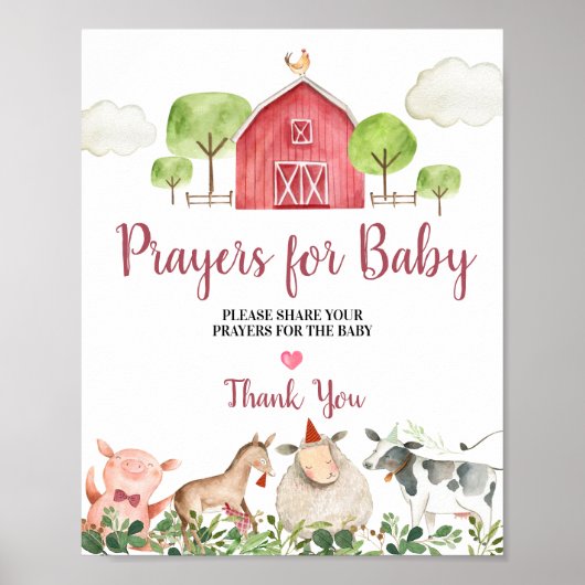 Boerderij House Animals Barnyard Prayers for Baby Poster (Voorkant)