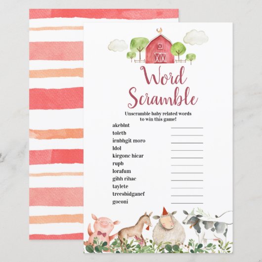 Boerderij House Animals Barnyard Scramble (Voorkant / Achterkant)