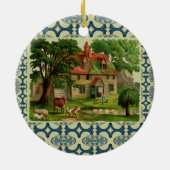 Boerderij House met kippen Keramisch Ornament (Achterkant)