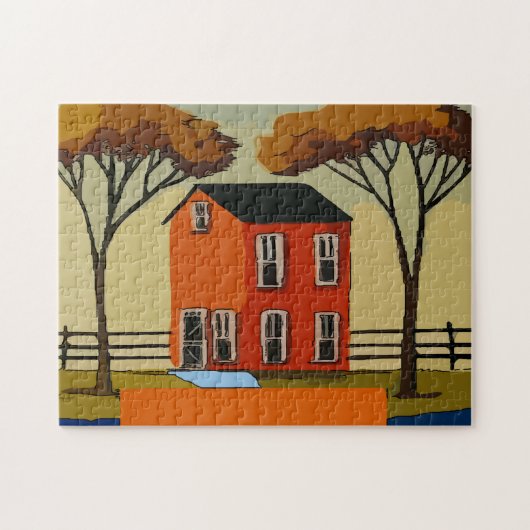 Boerderij House, voeg tekst toe, Legpuzzel (Horizontaal)