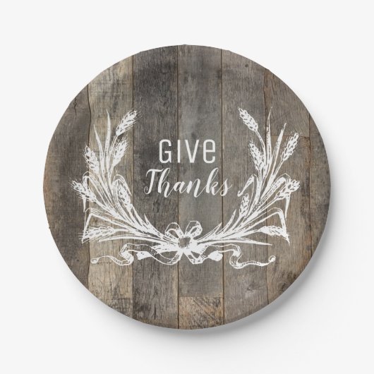 boerderij hout geven bedankt Thanksgiving feest Papieren Bordje (Voorkant)
