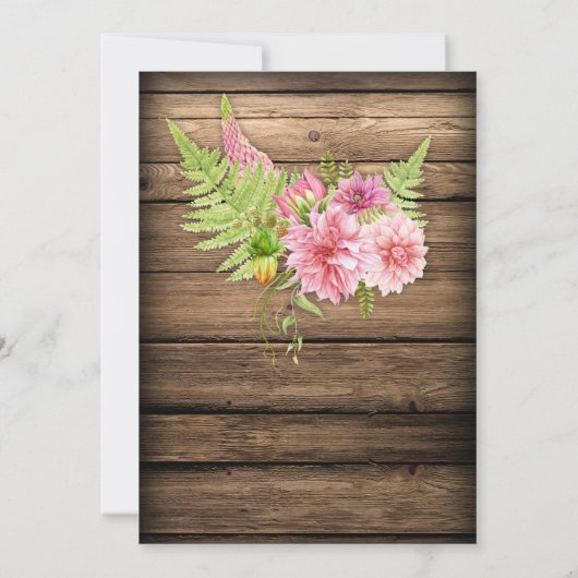 Boerderij Hout Roze Bloemen Koeien Schedel Hoorns Kaart (Achterkant)