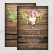 Boerderij Hout Roze Bloemen Koeien Schedel Hoorns Kaart (Voorkant / Achterkant)