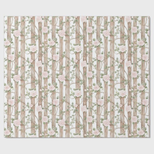 Boerderij Hout Roze Bloemen Land Verjaardag Cadeaupapier (Vlak)