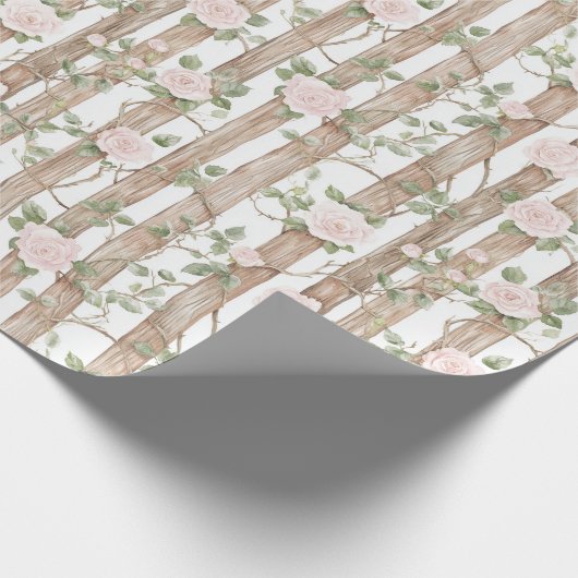 Boerderij Hout Roze Bloemen Land Verjaardag Cadeaupapier (Hoek)