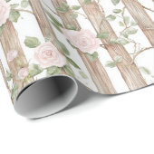 Boerderij Hout Roze Bloemen Land Verjaardag Cadeaupapier (Rol Hoek)