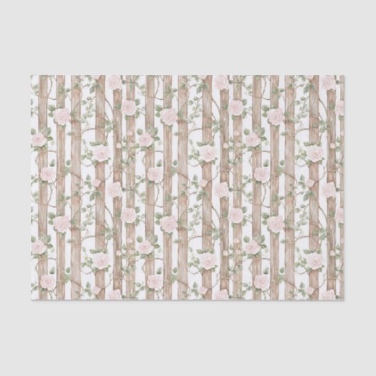 Boerderij Hout Roze Bloemen Land Verjaardag Tissuepapier (Voorkant)