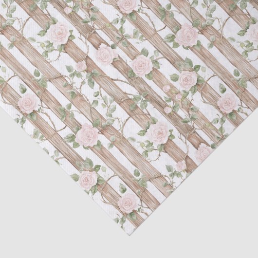 Boerderij Hout Roze Bloemen Land Verjaardag Tissuepapier (Detail)
