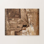 Boerderij Hout Schuur Kip Legpuzzel (Horizontaal)