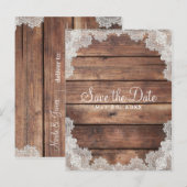 Boerderij Houten Romantische Kant Save the Date Aankondigingskaart (Voorkant / Achterkant)