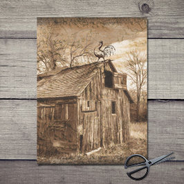 Boerderij houten schuur kip decoupage tissuepapier