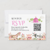 Boerderij Huis Dieren Barnyard 1e Verjaardag RSVP Bedankkaart (Voorkant)