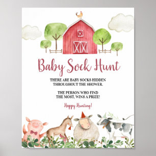 Boerderij Huis Dieren Barnyard Baby Sock Hunt Post Poster