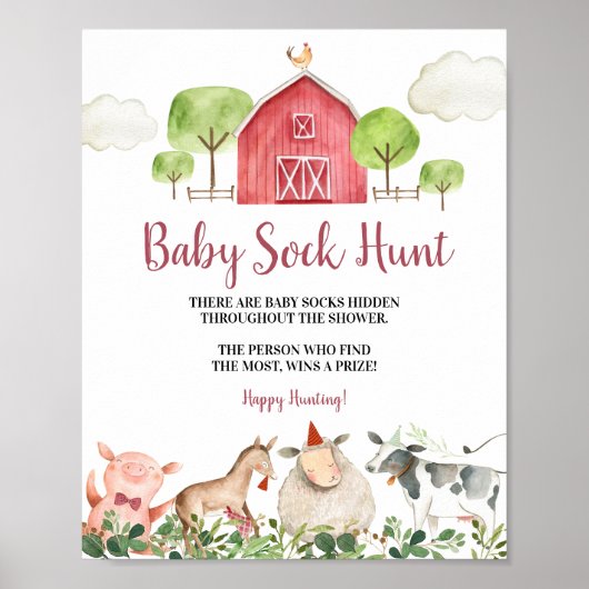 Boerderij Huis Dieren Barnyard Baby Sock Hunt Post Poster (Voorkant)