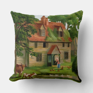Boerderij, huis en tuin kussen