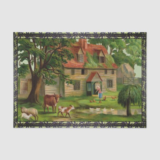 Boerderij, huis en tuin tissuepapier (Voorkant)