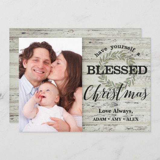 Boerderij Huis Gezegend Kerstmisschip Krans Kaart (Voorkant / Achterkant)